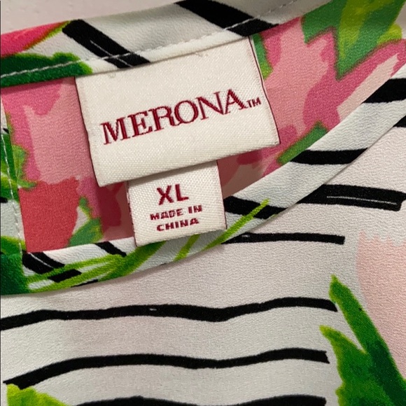 NWOT Merona Striped and Floral Top - Picture 3 of 6